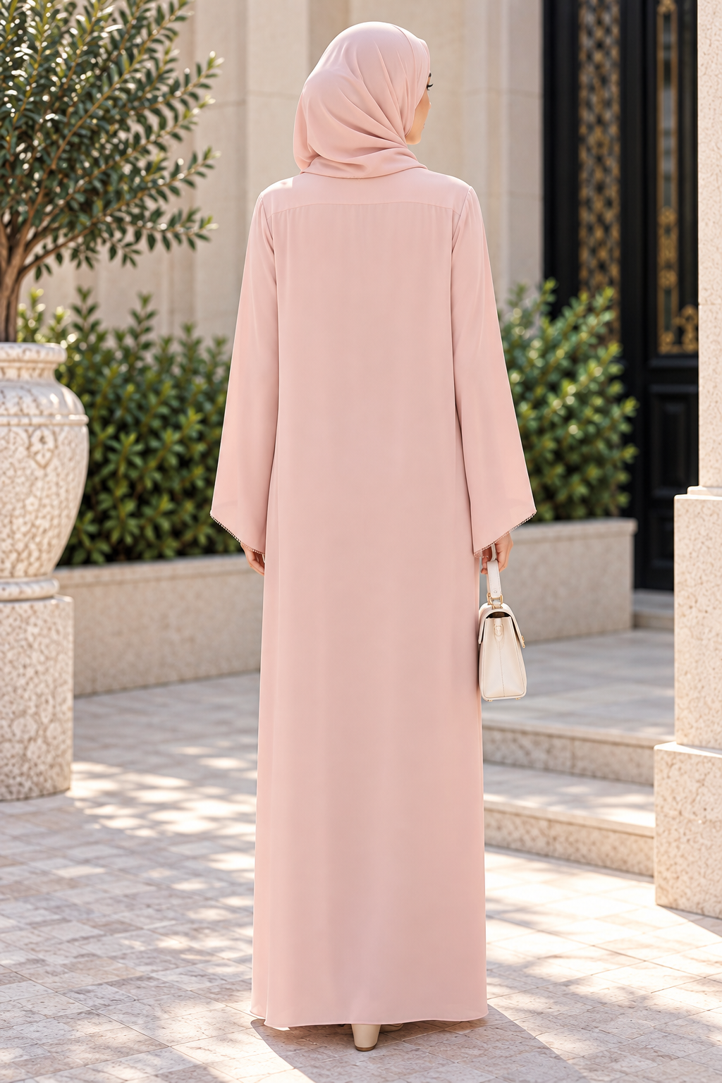 Pink chiffon abaya  Pink 2