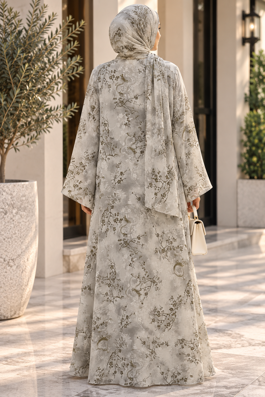 2 piece printed abaya   2