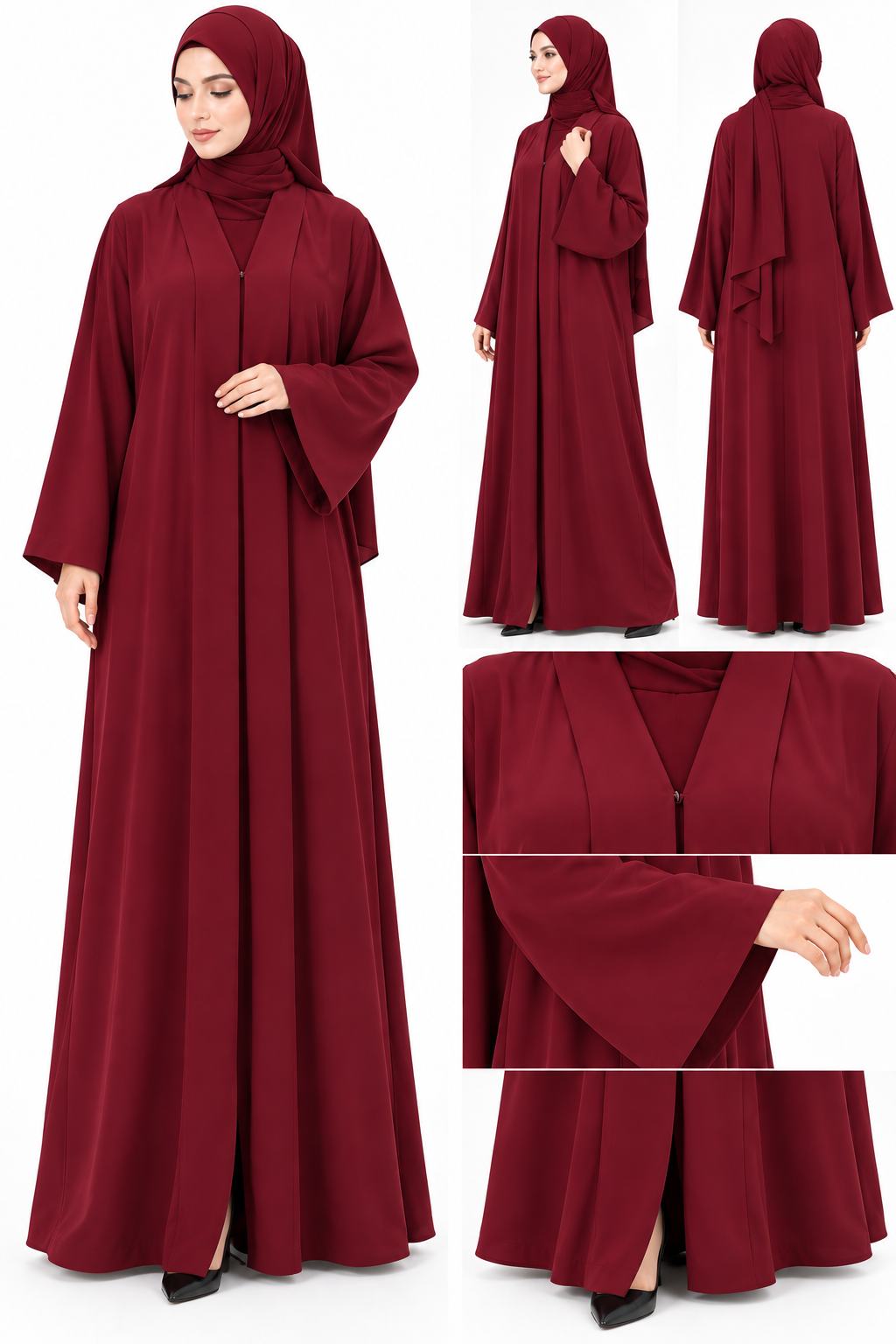 Plain abaya Maroon 3