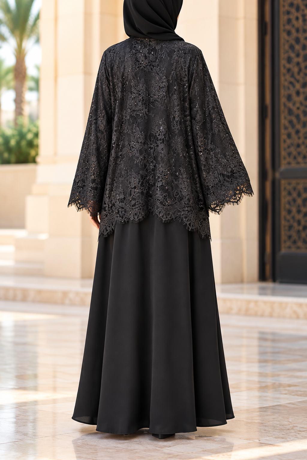Lace abaya  Black 2