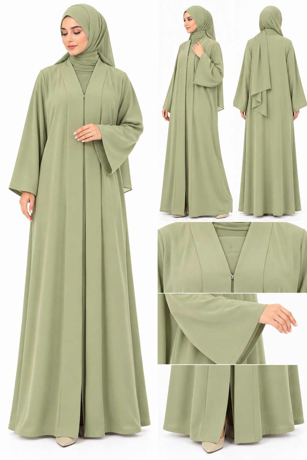 Plain abaya Pastel green 6