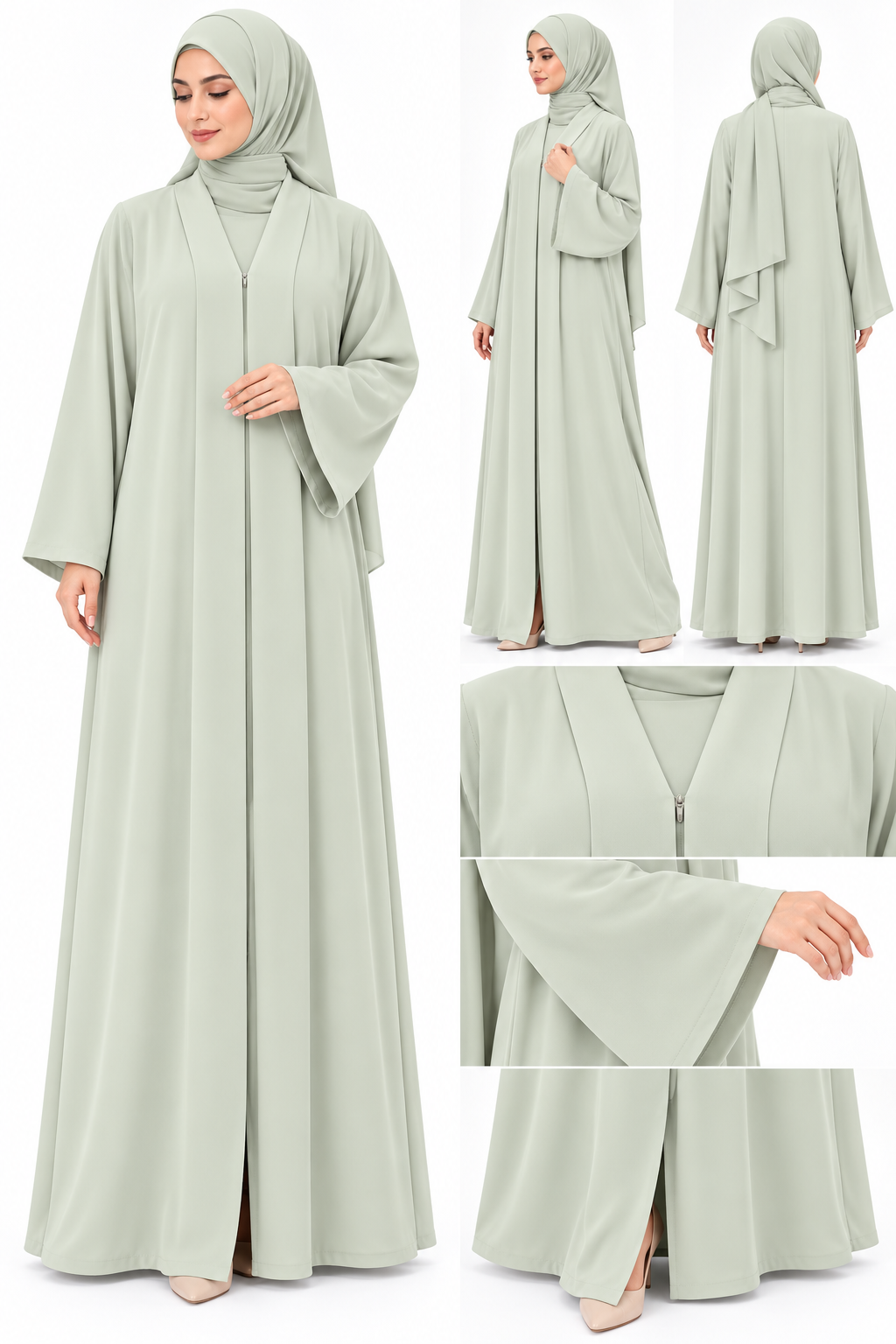 Plain abaya Sea green 7