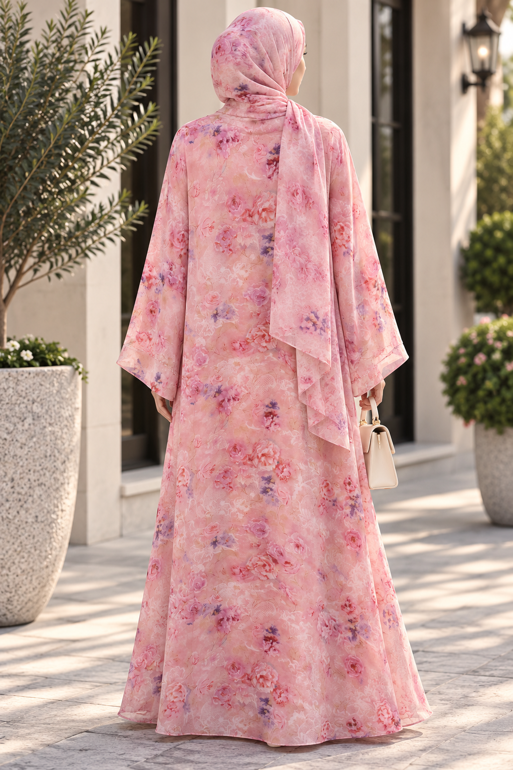 2 piece printed abaya   2