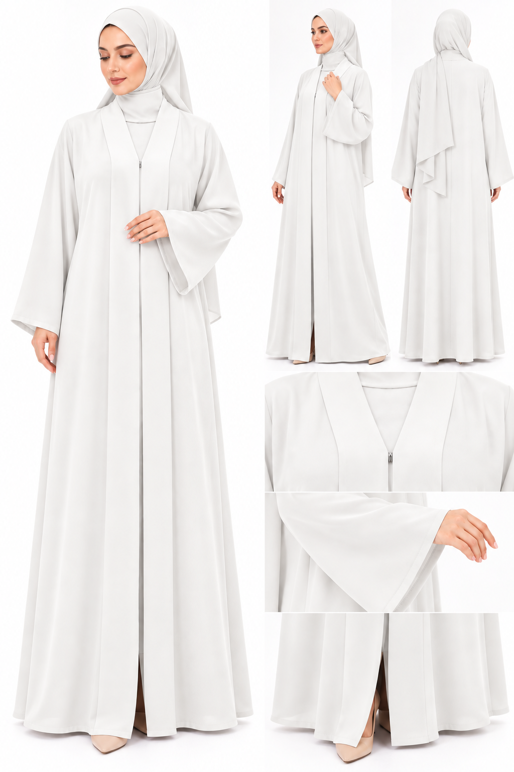 Plain abaya White 10