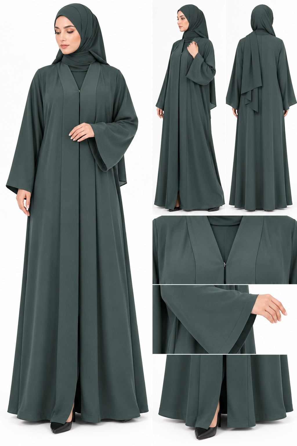 Plain abaya Olive green 5