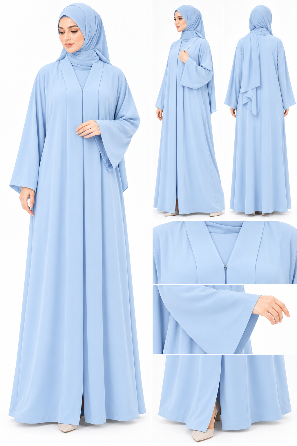 Plain abaya Sky blue 2