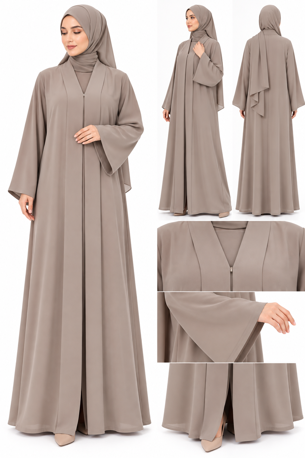 Plain abaya Dark beige 8