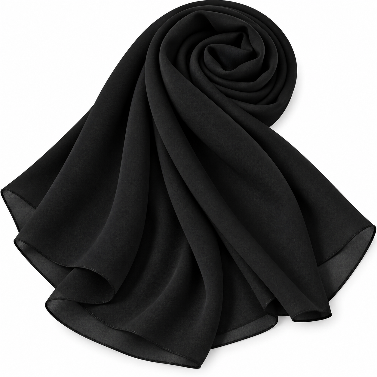 Plain indonesian chiffon hijab  Black 23