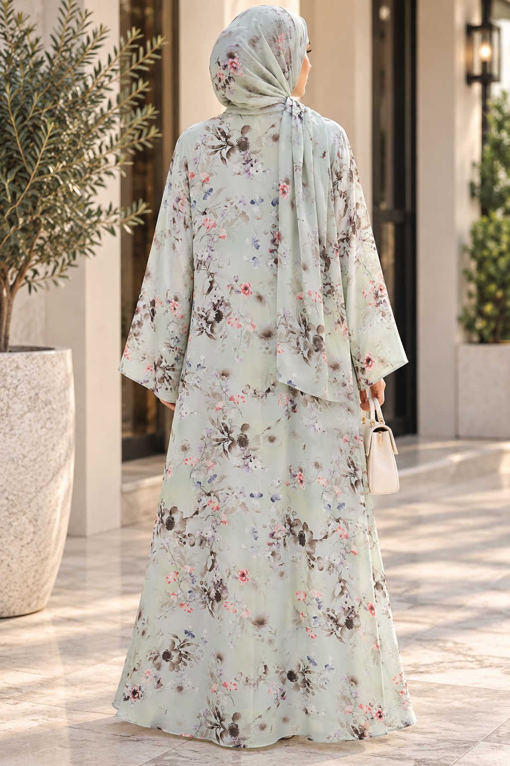 2 piece printed abaya   2